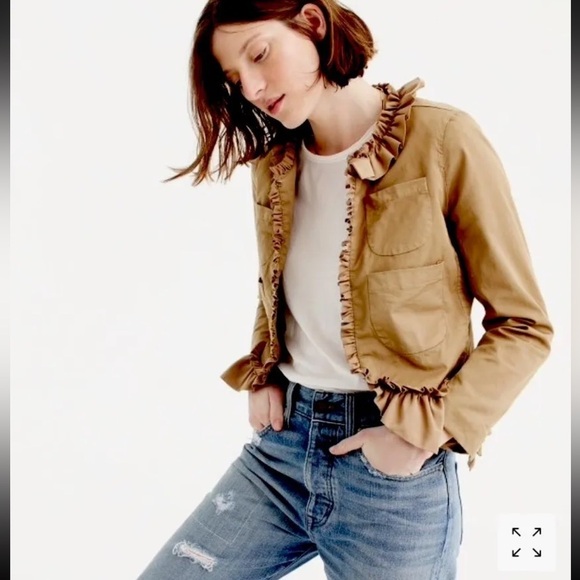 J. Crew Jackets & Blazers - J Crew Ruffle Chino Jacket in Ridge Khaki Size 6 NWT